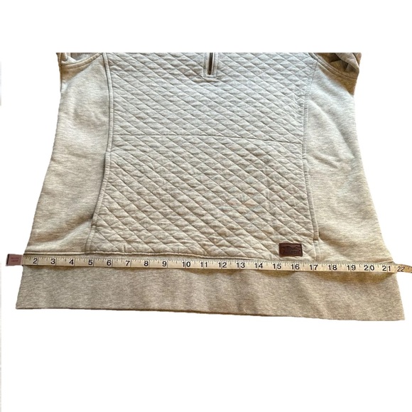 LL Bean Women’s Quilted Quarter Zip Pullover Kangaroo Pocket Sweater Size M Gray - Picture 8 of 11